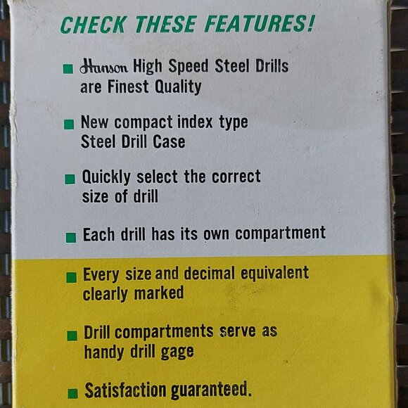 Vintage Hanson 21 Piece High Speed Drill Set in original package - Picture 4 of 12